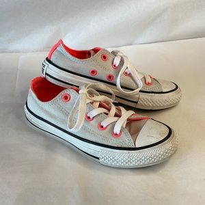 Converse white canvas trimmed in neon pink size 12